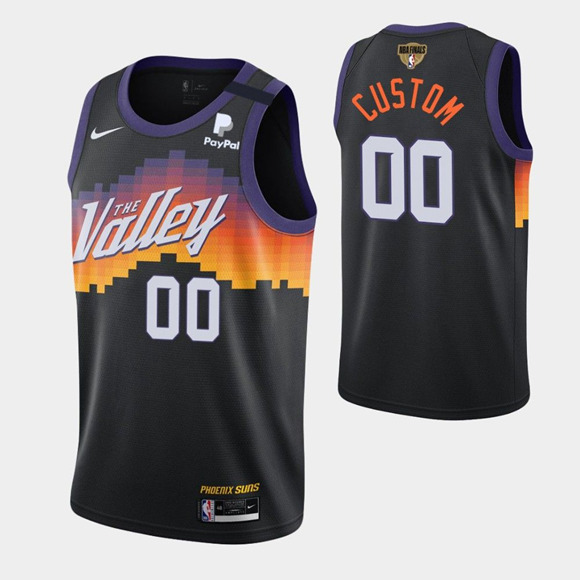 Men's Phoenix Suns Customized 2021 Black NBA Finals City Edition Stitched Jersey